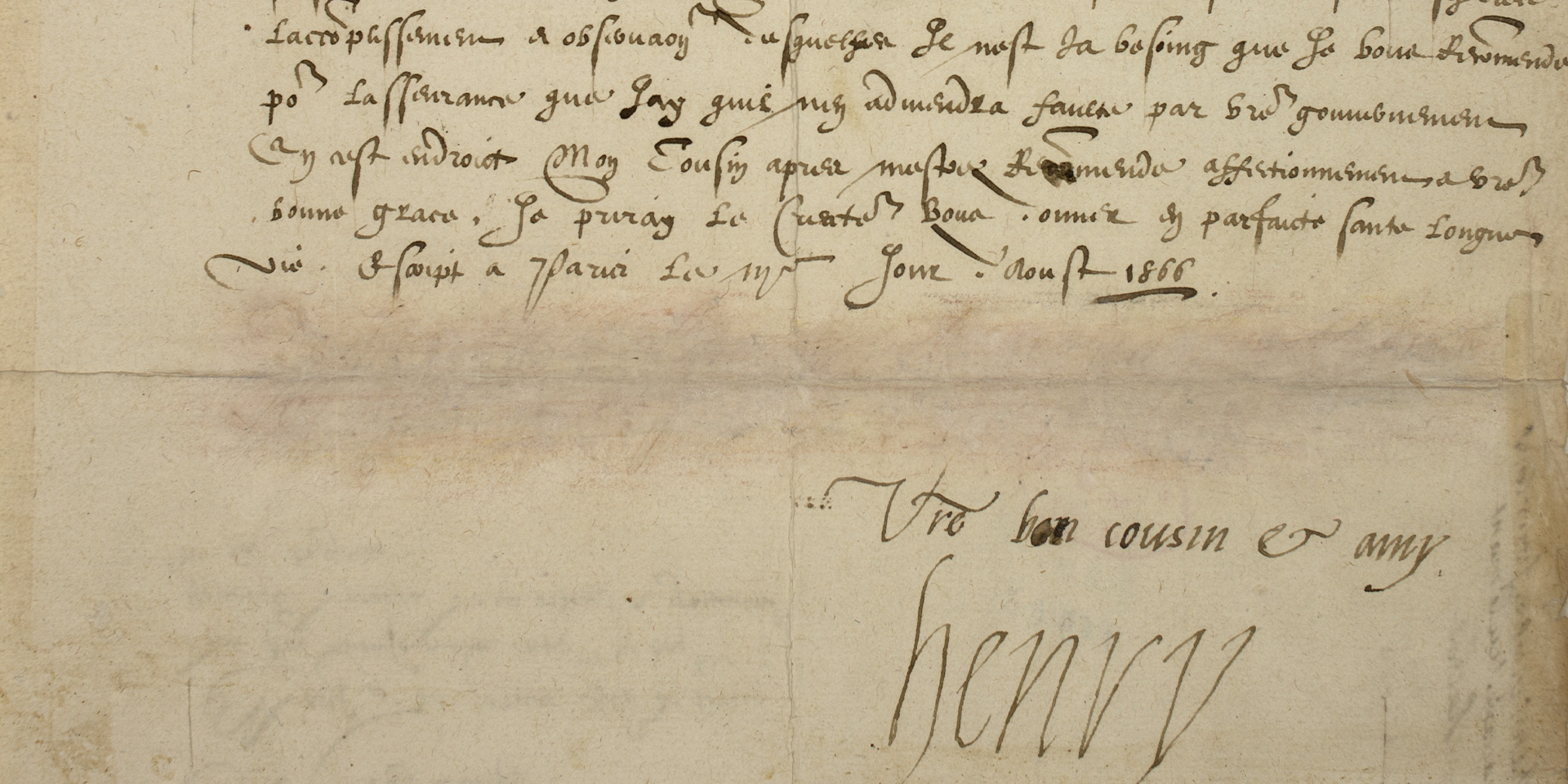 Lettre d'Henri de Navarre à Guy Chabot, baron de Jarnac