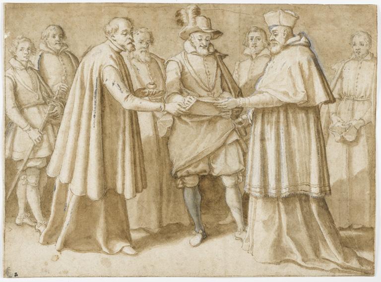 Henri IV signant la paix avec l'Eglise, dessin de Jacopo Chimenti da Empoli, vers 1610